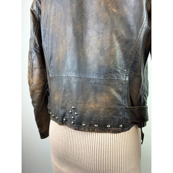 DOUBLE RL Ralph Lauren RRL Thunderbird Studded Motorcycle Brown Leather Jacket 3 - Picture 8 of 13